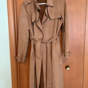 Faux Suede Tan Trench Coat